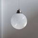 White Murano Glass Globe Pendant Lamp with Chrome Top – 1960s Space-Age, XL Mid-Century Ceiling Light