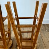 Pair of high stools / bar varnished wood 60-70s