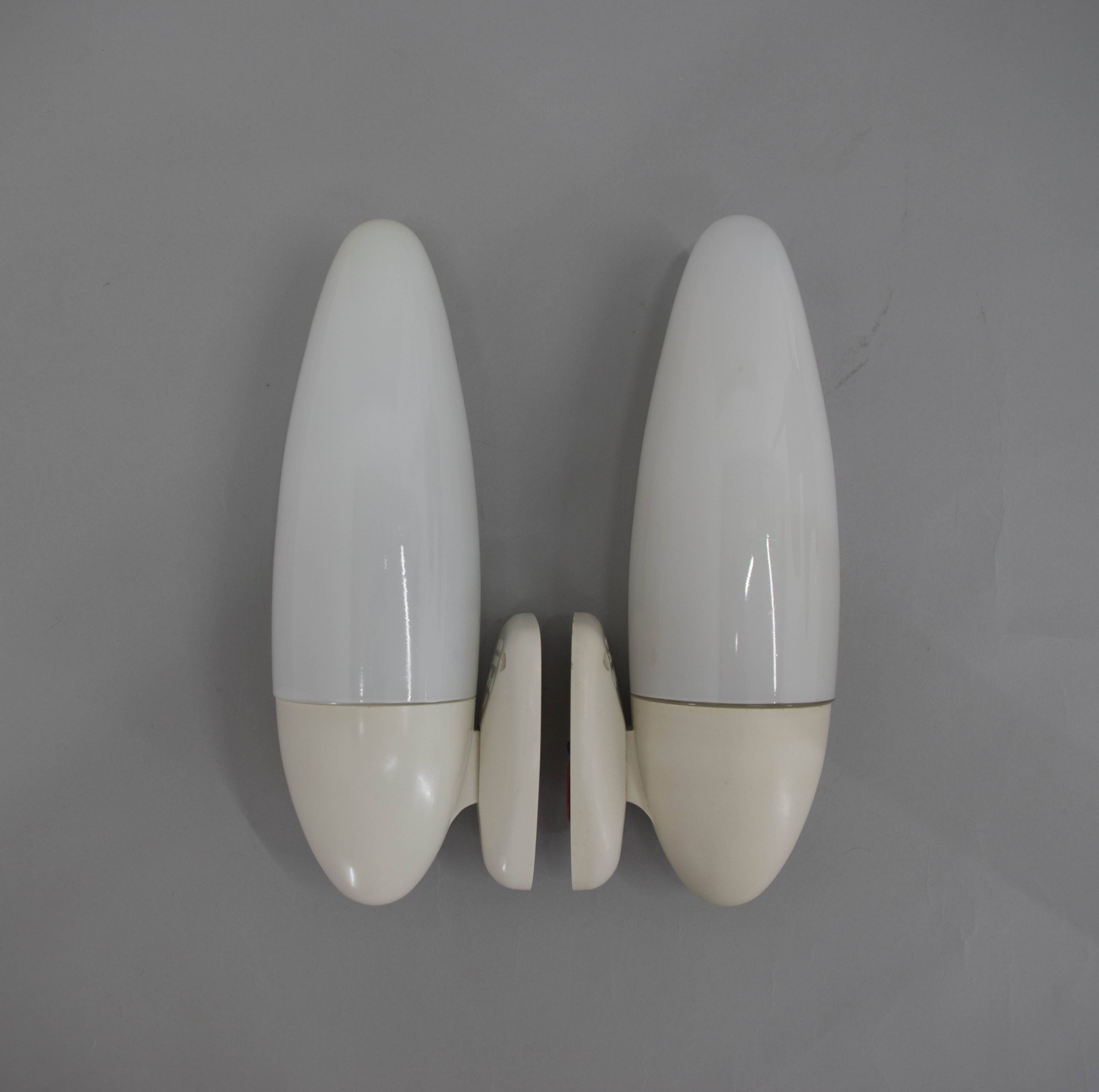 Set of Two Space Age Wall Lamps, Czechoslovakia, 1960s