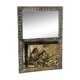 Art Nouveau mail rack in brass repelled beveled mirror early twentieth century