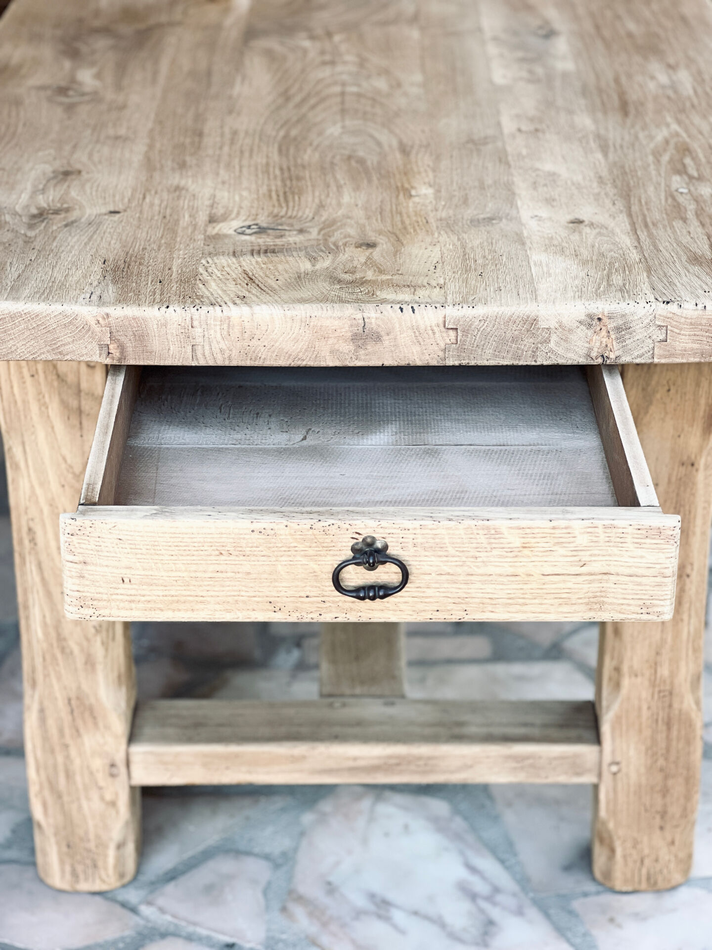 Large farmhouse table - solid oak - drawer