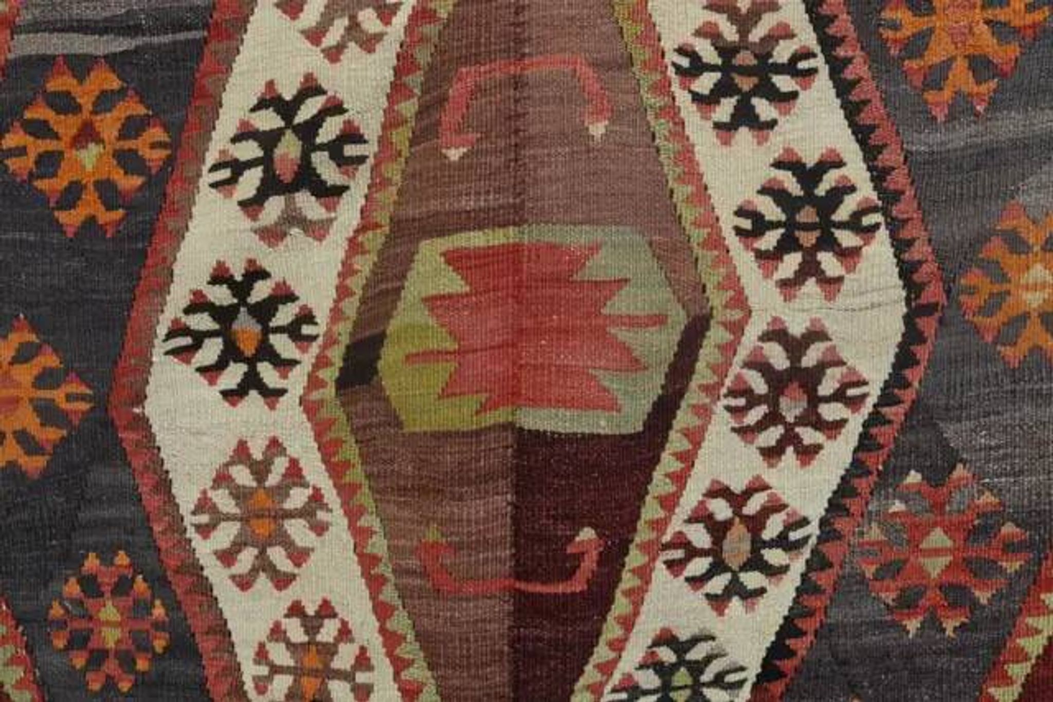 1970s Vintage Turkish Handmade Wool Cotton Colorful Kilim Rug 157x365
