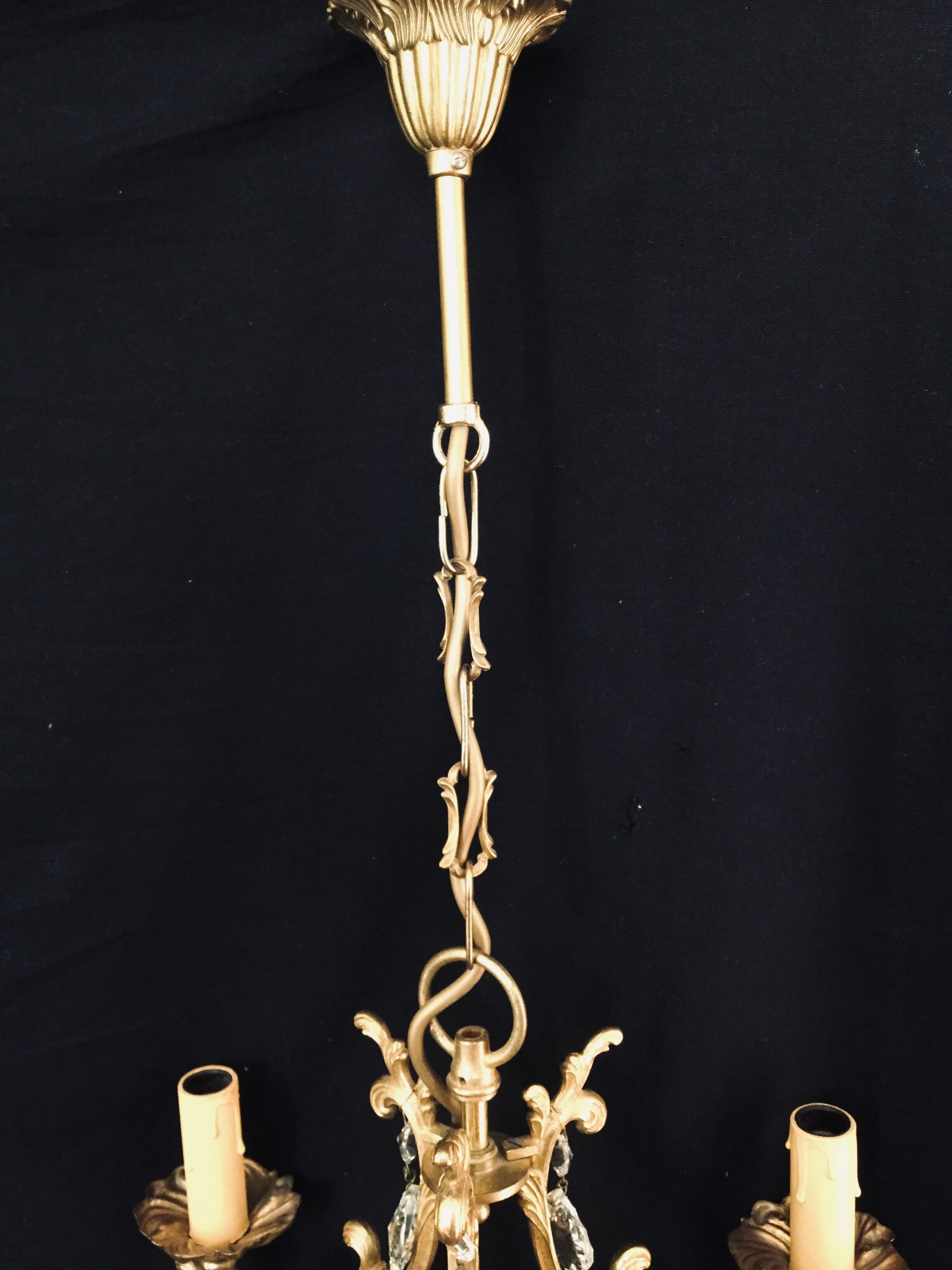 Lustre cage  à 3 lumières cristal et bronze