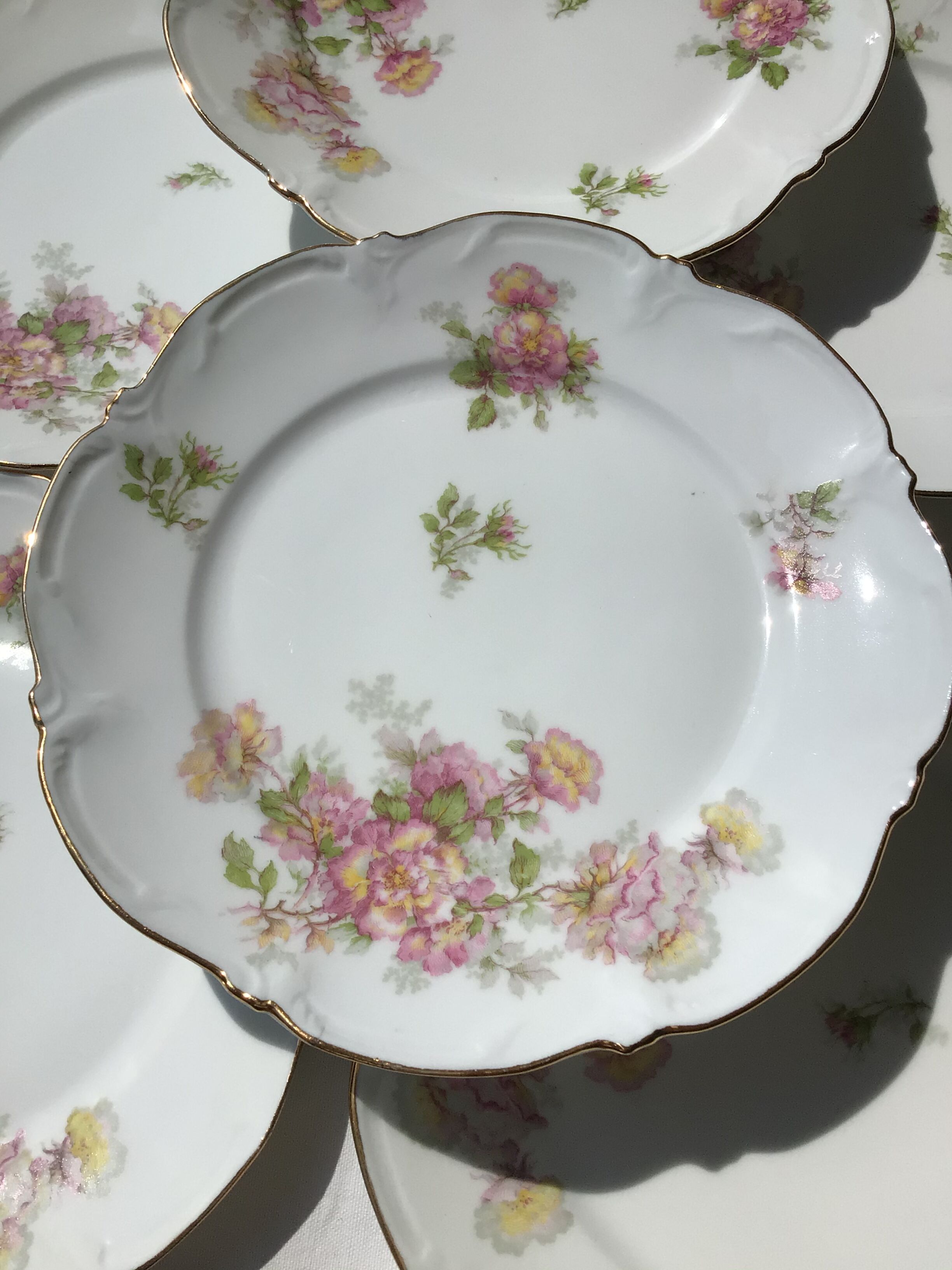 6 plates porcelain dessert J.B.T-Cie Limoges edged gold