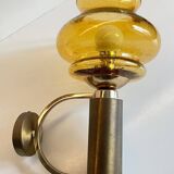 Vintage bubble glass brass applique