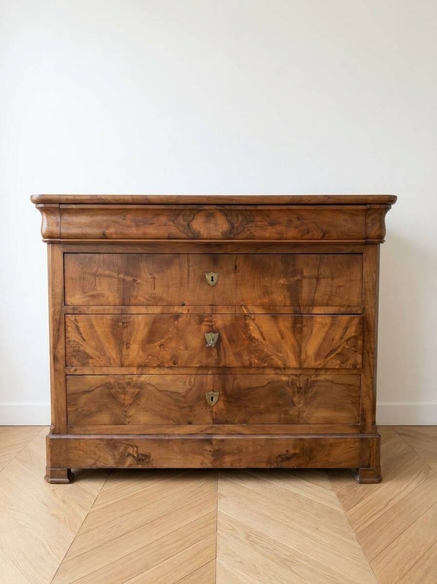 Antique Empire commode in wood with marble top