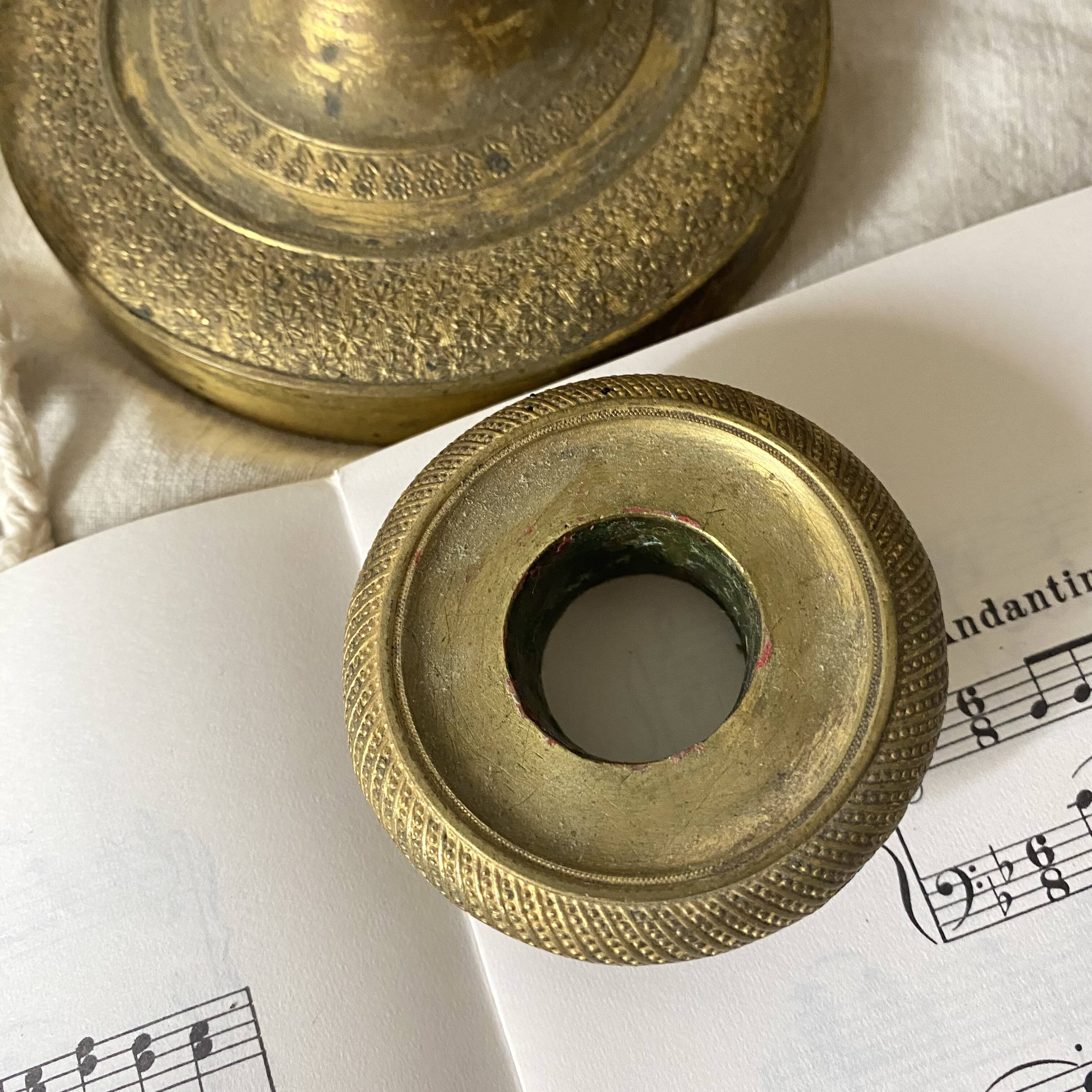 Antique brass candle holder 28 cm