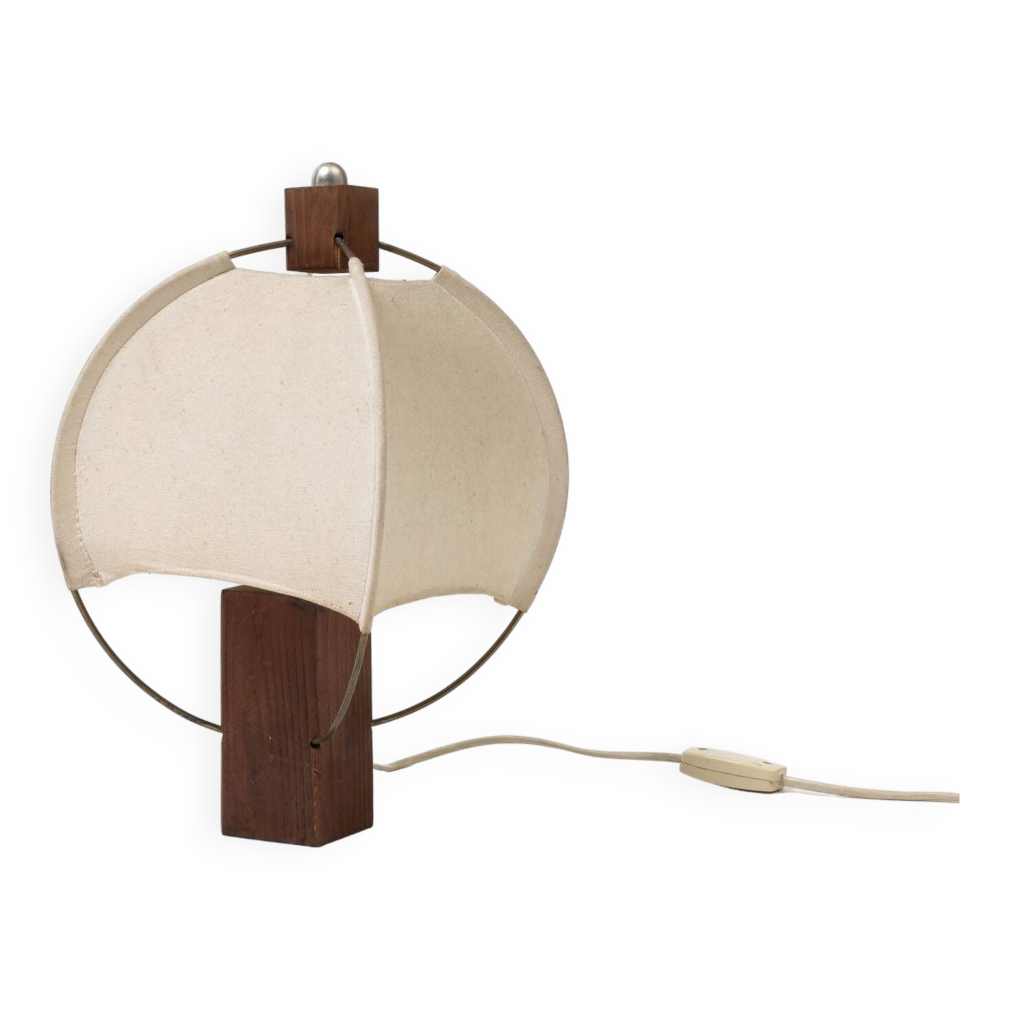 Table lamp in wood and canvas, Poland 1980s
