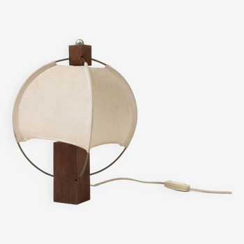 Table lamp in wood and canvas, Poland 1980s