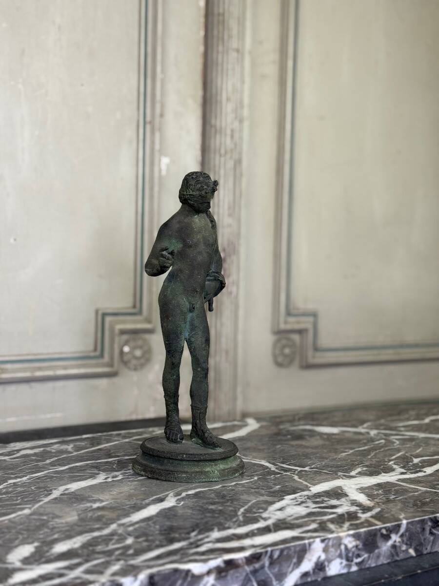 Bronze Narcissus after the antique, excavation patina, 19th century