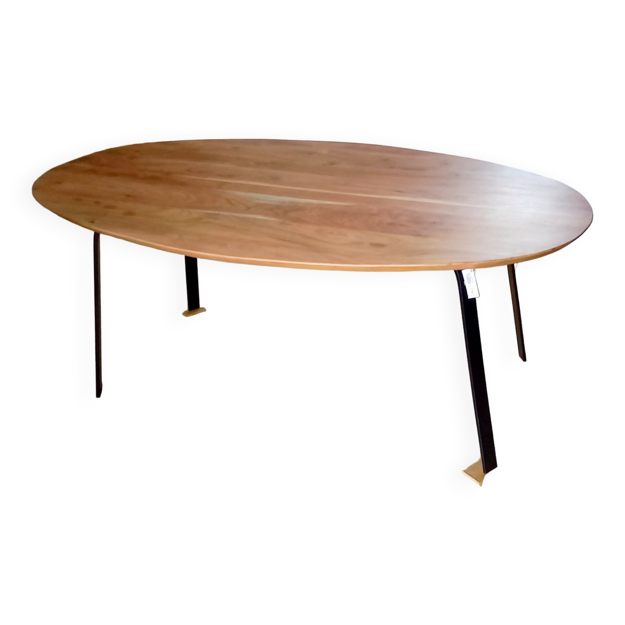 Oval solid wood and metal table