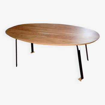 Table ovale bois massif et metal