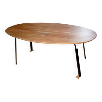 Table ovale bois massif et metal
