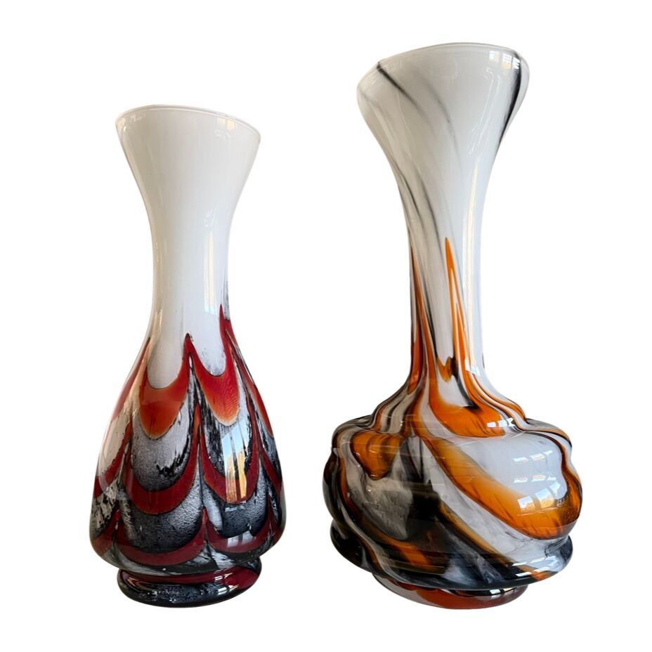 Set of two vintage Murano vases in blown glass