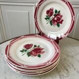 set of 6 dessert plates Digoin Sarreguemines model Cibon years 30-40