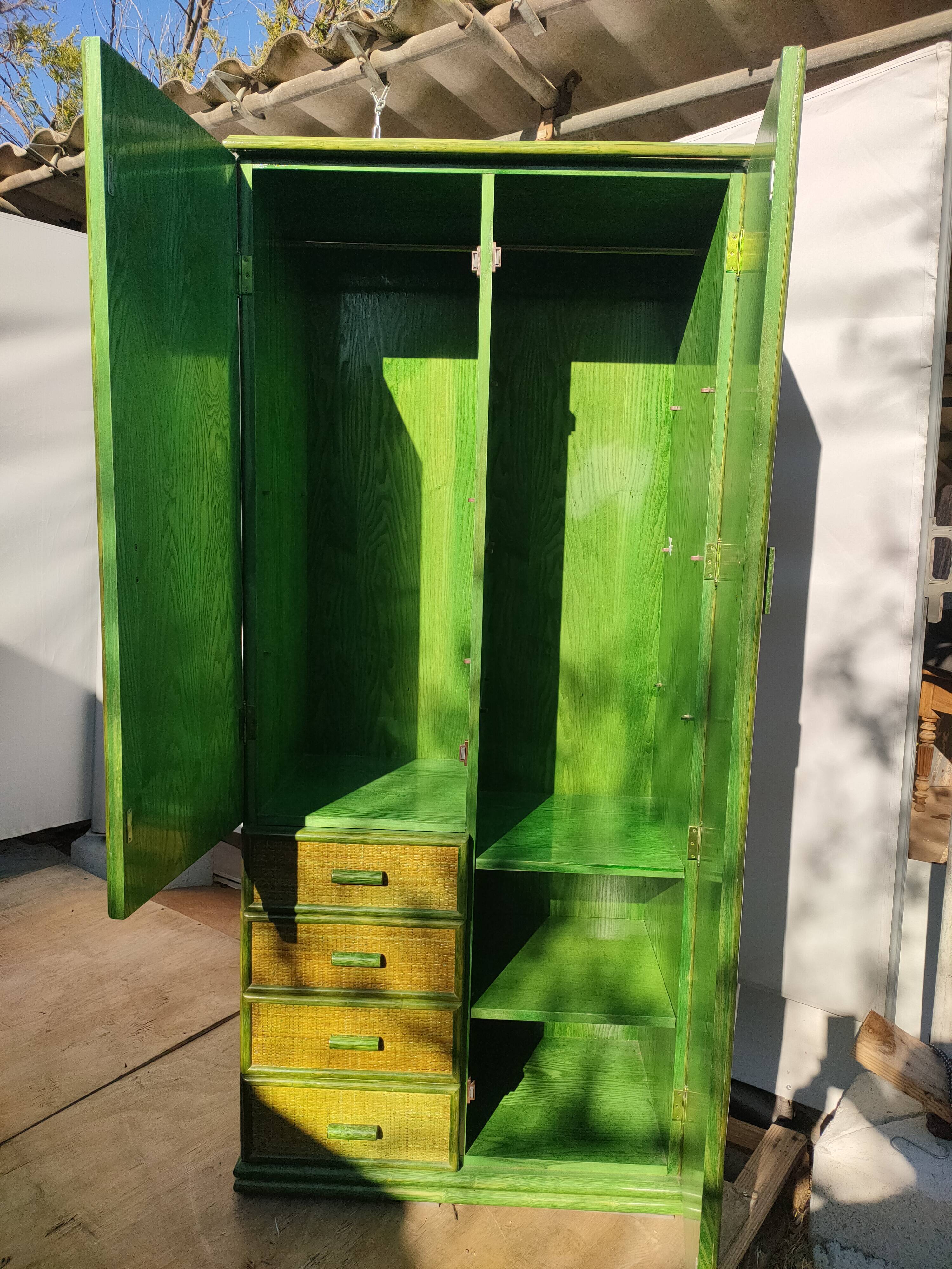 Armoire Roche Bobois vintage cannage rotin