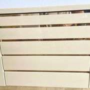 Buffet Jean-Claude Mahey in beige lacquer and brass – circa 1970