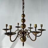 Small golden Dutch chandelier with 6 arms of light