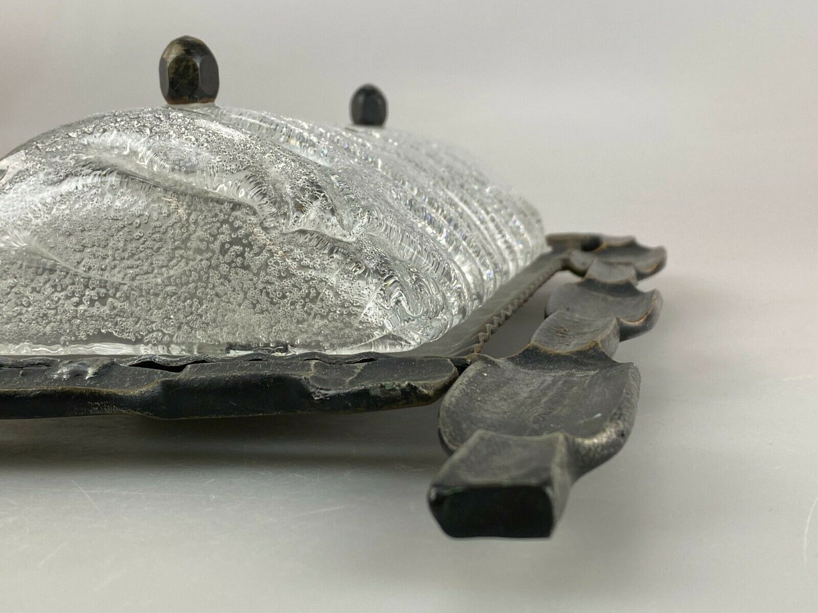 Iron & glass wall light 60s 70s