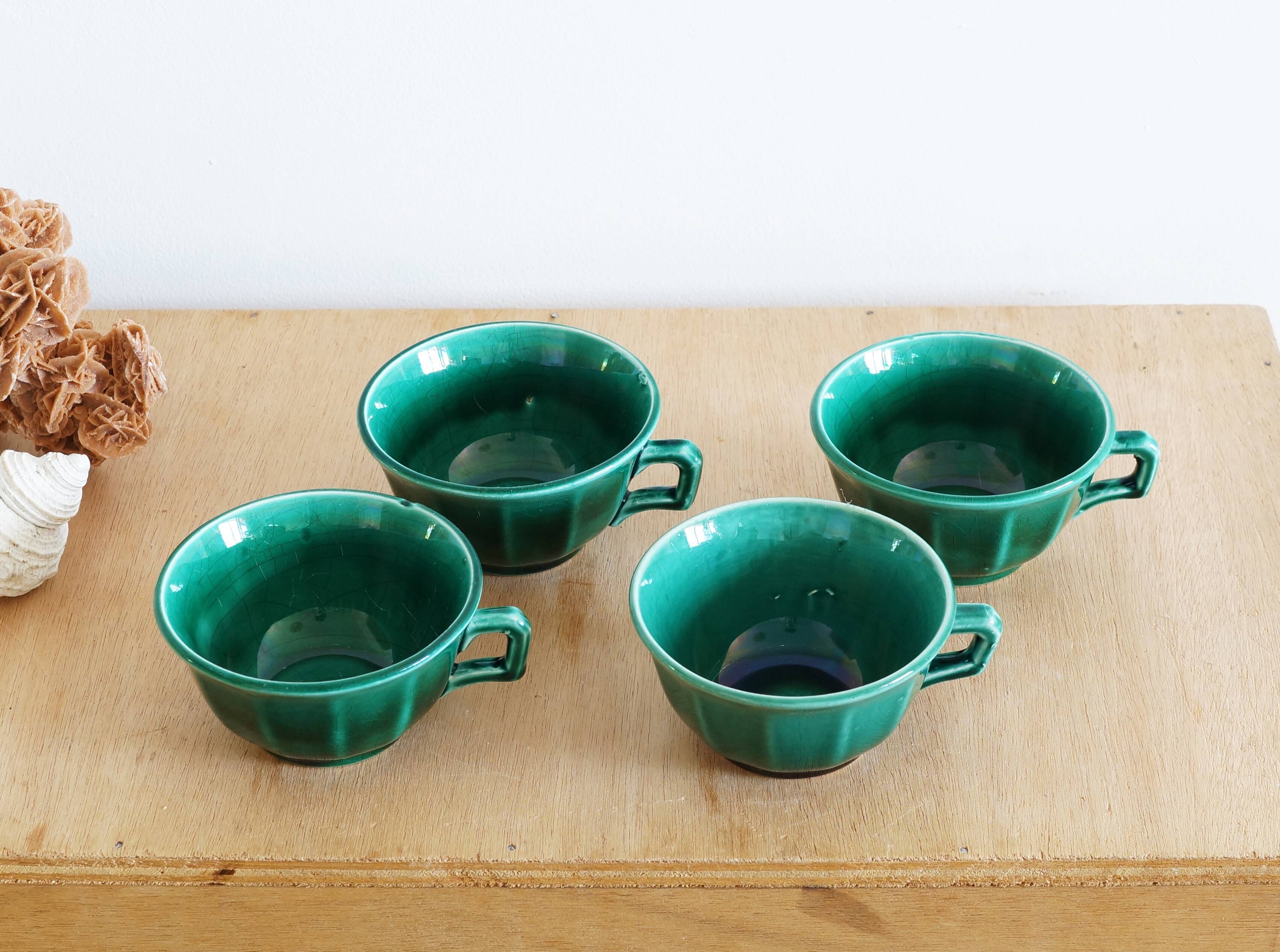 Set of 4 green cups 60s