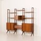 Italian freestanding wall unit or room divider in teak, 1960s