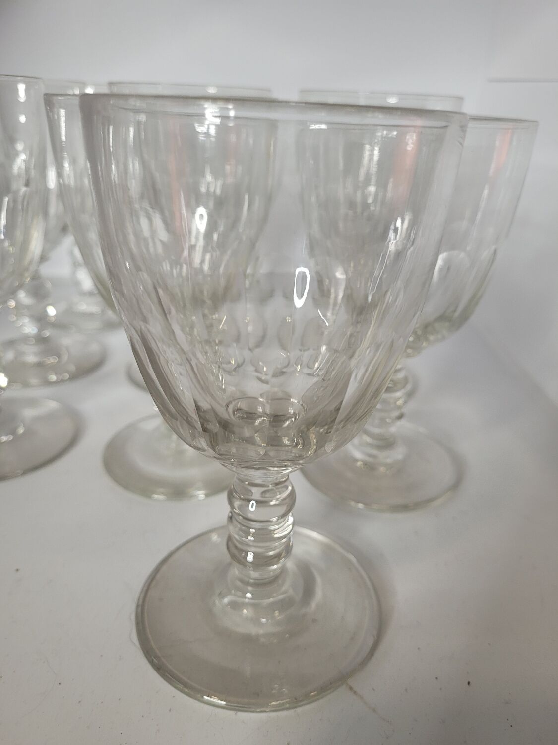 Set of 10 faceted wine or water glasses