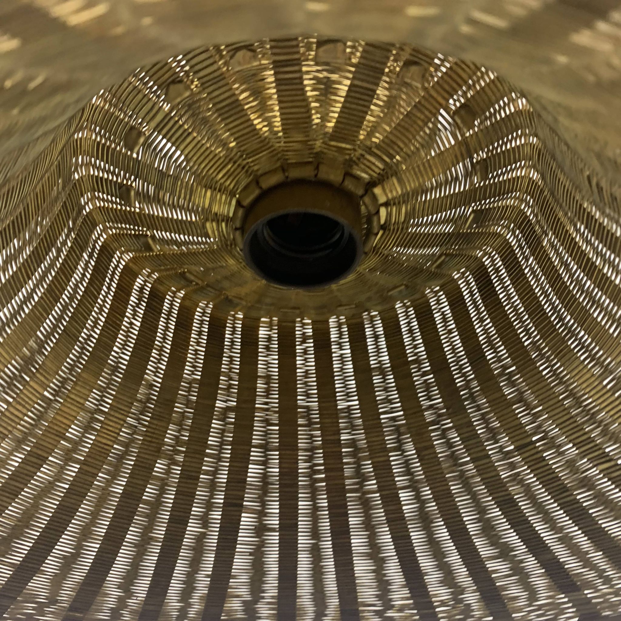 Woven brass wire hanging lamp , 1950s