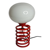 Vintage red lacquered spring lamp, 70s