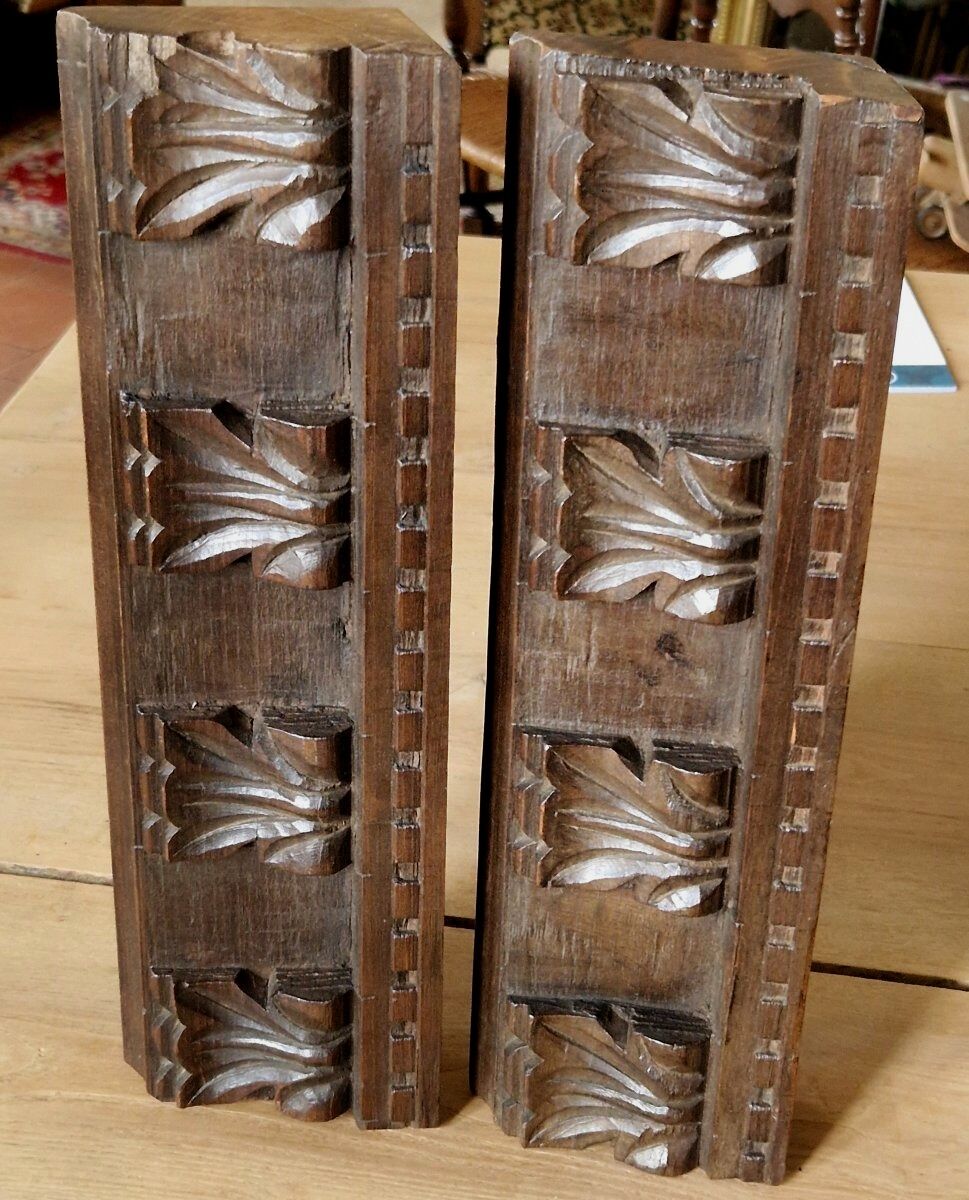 Pair of Woodwork Pediments Ornamentation 19th Century