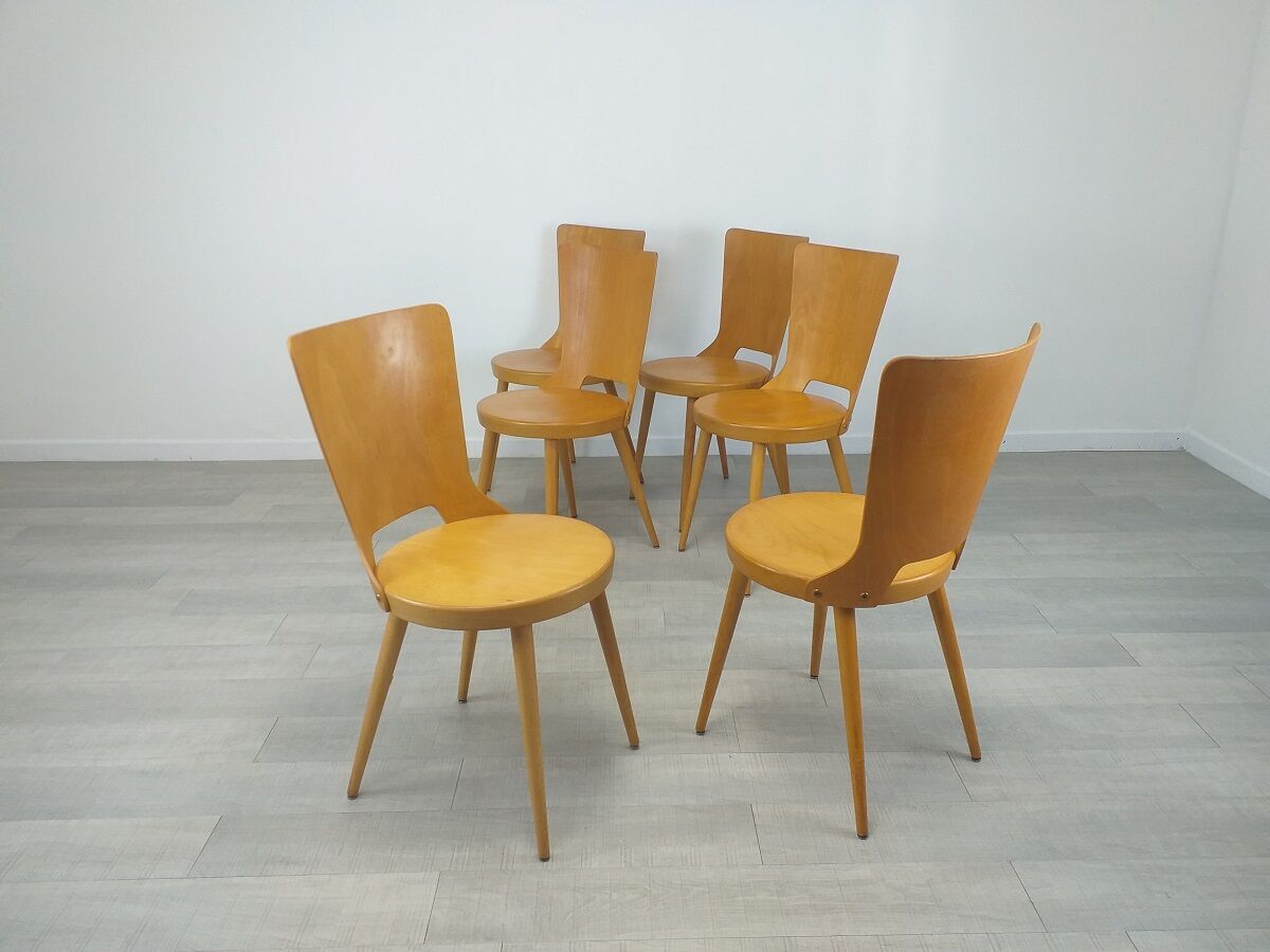 Chaises bistrot brasserie Baumann modèle Dove vintage années 50