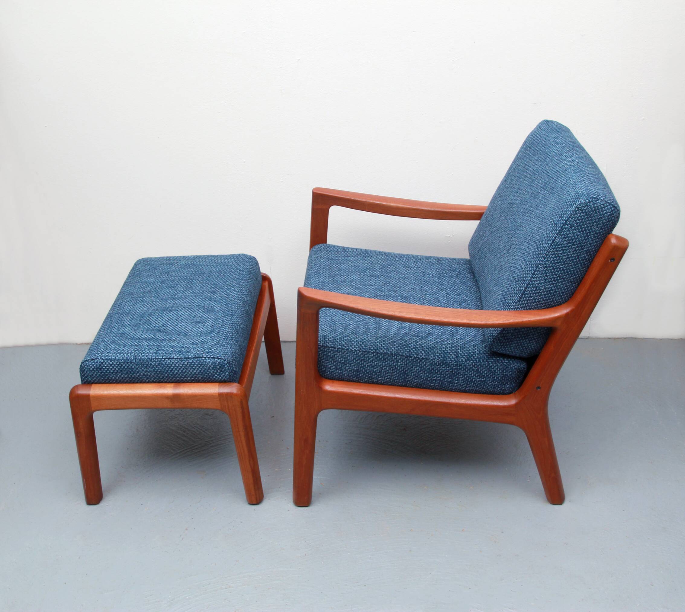 1960s armchair + ottomane teak, Ole Wanscher for Cado