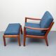 1960s armchair + ottomane teak, Ole Wanscher for Cado