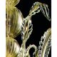 Contemporary Lively Transparent and Gold Floral Chandelier in Murano Glass