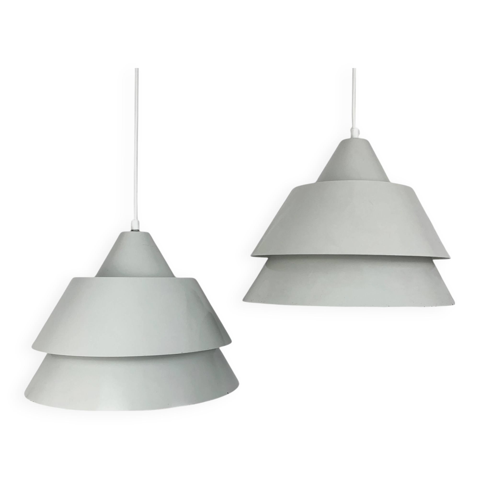 Pair of Zone Pendant Lights in gray, Jo Hammerborg for Fog & Mørup, 1960s