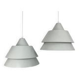 Pair of Zone Pendant Lights in gray, Jo Hammerborg for Fog & Mørup, 1960s