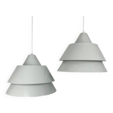 Pair of Zone Pendant Lights in gray, Jo Hammerborg for Fog & Mørup, 1960s