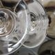 9 glasses of white wine on vintage stand Luminarc Smoked Black