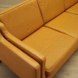 Orange leather sofa, Danish design, 1970s, production: Denmark