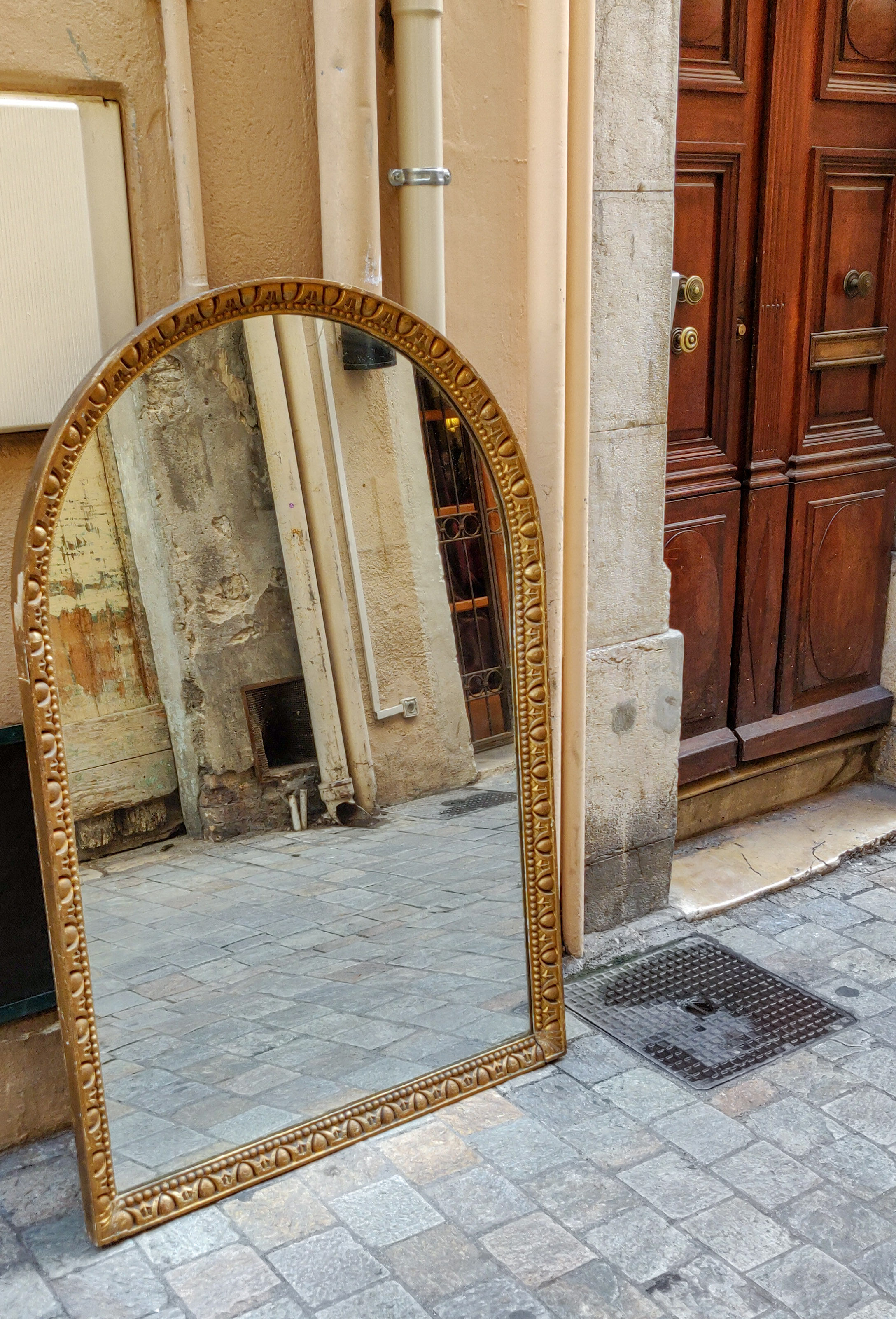 Mirror vaulted wooden end XIX 155x103cm