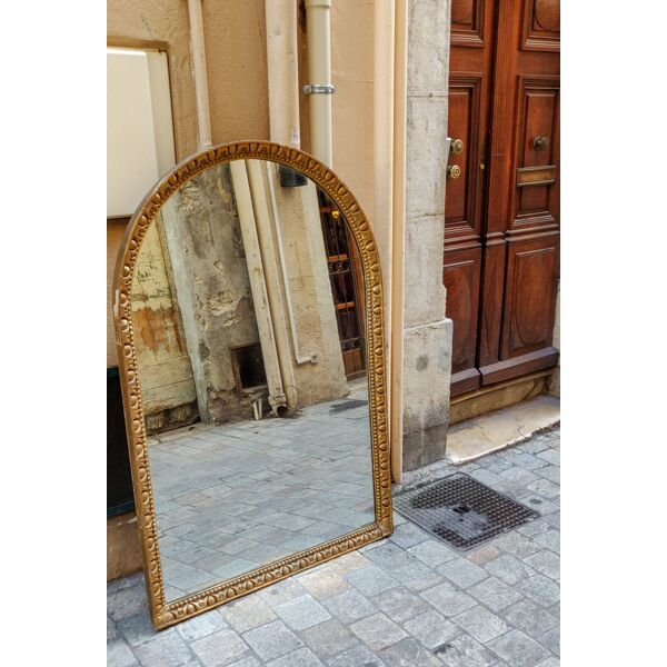 Miroir voûté en bois doré fin XIXème 155x103cm | Selency