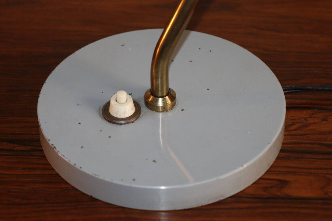 Vintage desk lamp in brass and gray lacquered metal, 1950s