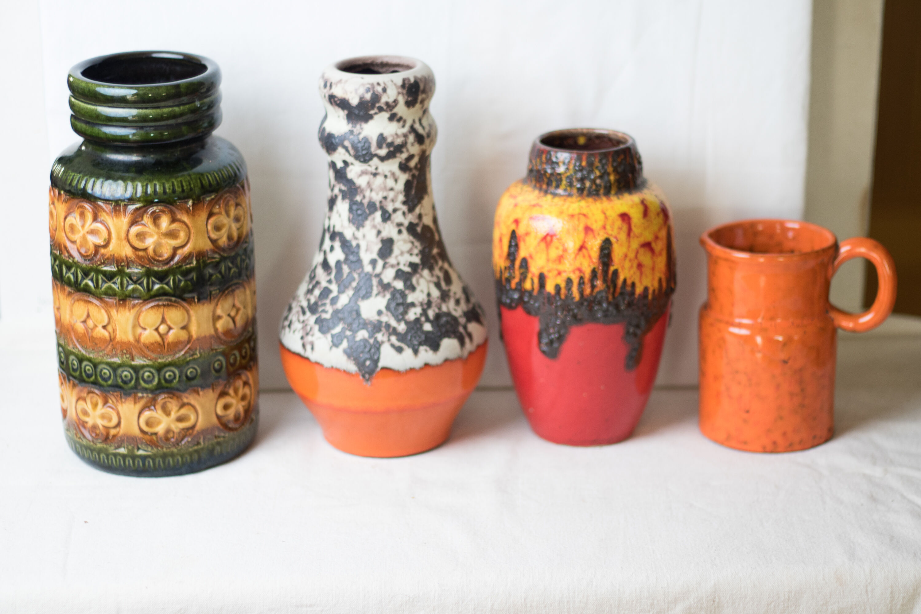 Superb German vase fat lava and enamelled Orange