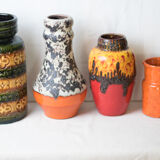 Superb German vase fat lava and enamelled Orange