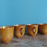 Large Arcopal France Volcan model mugs from 1970, caramel mustard