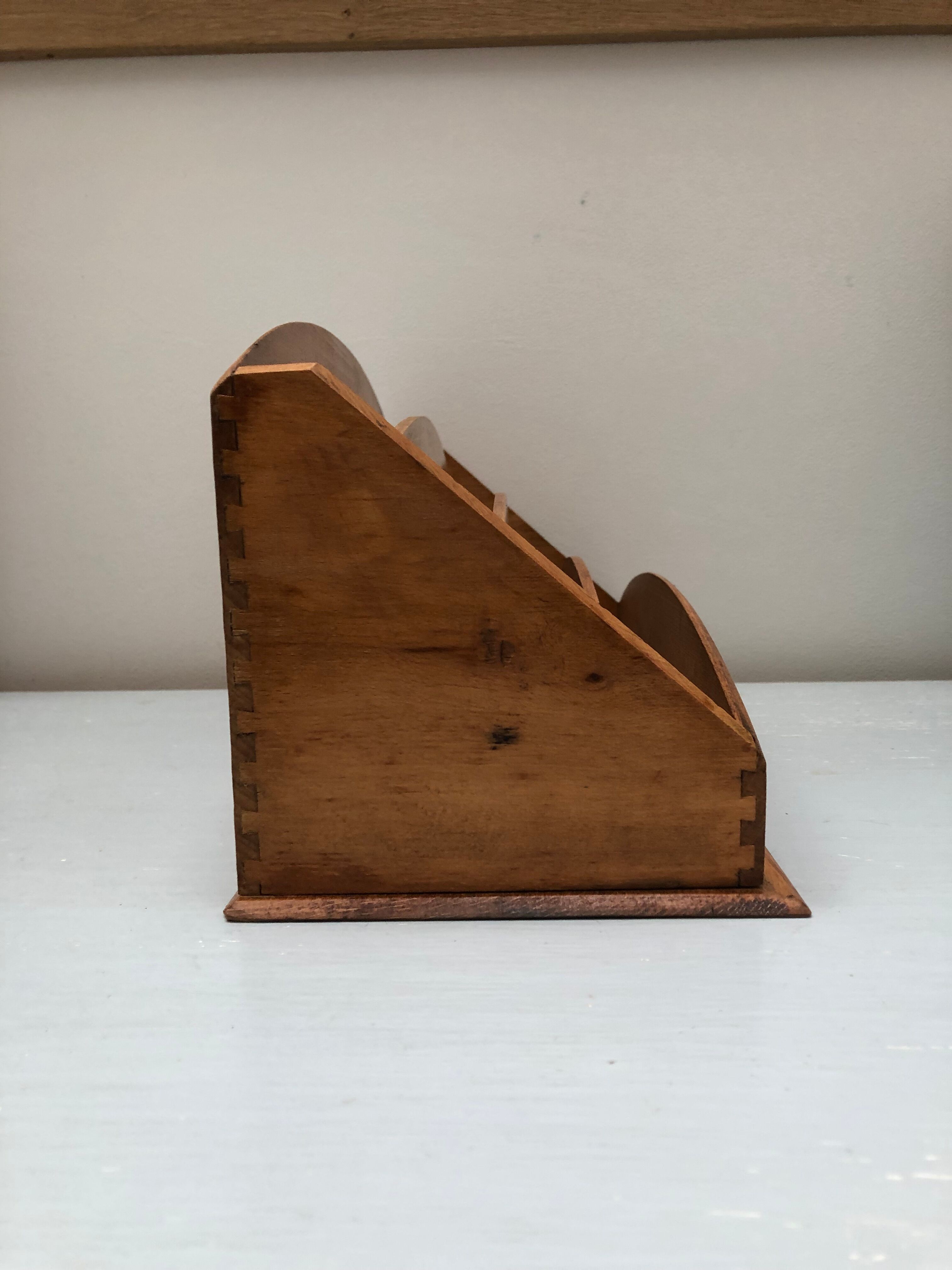 Old office sorter mail rack vintage wooden letter holder