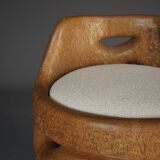 Organic Sculptural hand-crafted palm wood Side Chair, 1970s