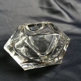 Empty diamond ashtray pocket flavio polished glass Murano crystal facets prism 60s