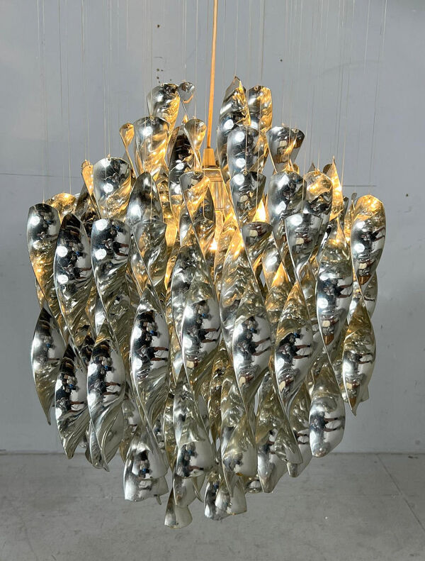 Plafonnier spiralé du milieu du siècle par Verner Panton pour Lüber AG, modèle SP1, Allemagne, années 1970, exemplaire ancien.