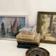 “Port Breton” oil, 1940s, under glass