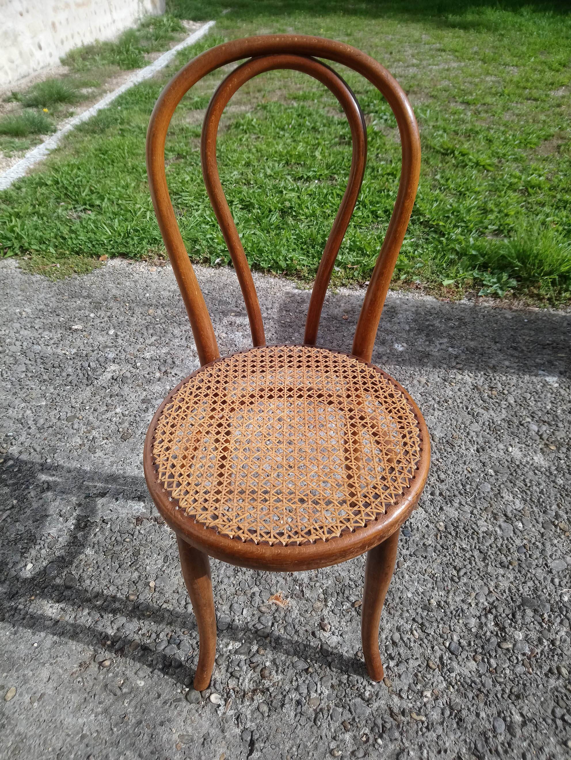 Bistro chairs stamped Thonet, caned, 1930s, No. 18